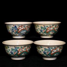 明成化斗彩龙纹杯，高4.8cm直径8.5cm