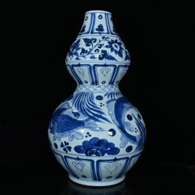 元青花鱼藻纹葫芦瓶44×23cm