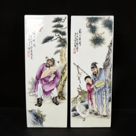 民国时期珠山八友合作粉彩月圆会四方帽筒
高40.5厘米      直径15.2厘米