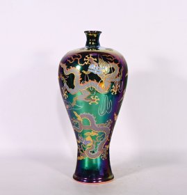 定窑易定款七彩龙纹夜光梅瓶，高28.5×14.5厘米