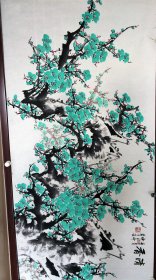 师百卉 国宾画家 大校画家 精品梅花 67*136cm 绿梅 师百卉，原名李金兰。1941年生人，河北白洋淀人。国宾画家，中国人民解放军海军大校画家，国家一级美术师。中国书画印研究院、中国剑光书画院副院长，中国历史博物馆客座教授，中国文联书画艺术中心画家、大型活动部主任，中国书法家协会海外交流中心副主席，中国美术家协会会员，中国书画家协会理事，北京书画研究社研究员。师从王雪涛、白雪石、李颖等。