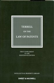 现货Terrell on the Law of Patents,18th Edition,1stSupplement (Intellectual Property Library)[9780414062320]
