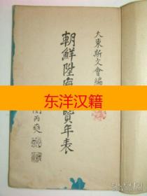 可议价 1928年 《朝鲜陞无儒贤年表》 咨询库存