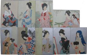 可议价 女性画絵叶书 女性画明信片 12011500yssd