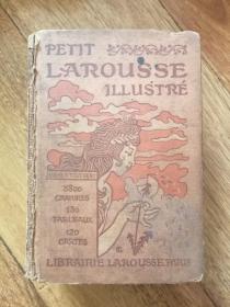 百年老书！NOUVEAU PETIT LAROUSSE ILLUSTRE  新小拉鲁斯插图百科词典(1917年法文原版书，32开布面硬精装，海量插图，每页都有，数幅彩页地图，1662页)