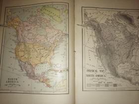 清末百年老书！ADVANCED INDUCTIVE GEOGRAPHY 高级归纳地理学(1899年英文原版书，16开布面硬精装，大量插图、五色印刷地图，品好）