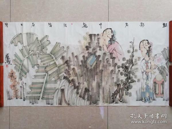 （终身保真）赵锦龙 国画 136x68cm作品 议价 
赵锦龙（今龙），男，汉族，祖籍山东淄博，斋号犁云堂。当代画家。曾就读于北京画脱王明明工作室。现为中国美术家协会会员，中国艺术创作院画家。1988年毕业于鲁中大学美术系，2000年结业于全国第二届中国画高研班，2003年考入北京画院王明明工作室中国画高级创作班。现为中国美术家协会会员，山东淄博青年美协副主席。