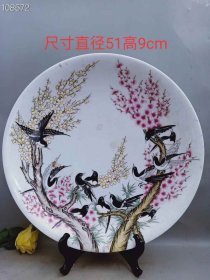 2_大清雍正年制手绘花鸟赏盘画工精细形象逼真，品相完好尺寸如图