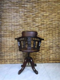 1_清代老红木（大红酸枝）老板椅，纯手工雕刻工艺，无一杂料，品相佳，正常使用，尺寸：45/45/88/座高46，