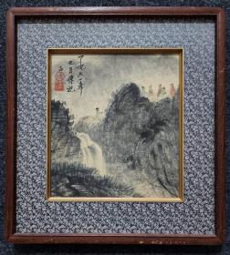 傅抱石 山水图镜框 画心尺寸26.5×23.5CM.