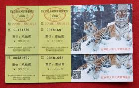 黑龙江东北虎林园门票、观光车票，两连号，游览线路示意图，世界最大东北虎繁育基地。