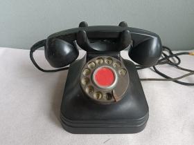 老黑胶木电话机  胶木拨盘电话