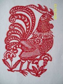 剪纸 十二生肖 之鸡 纯手工制作 剪纸本身尺寸29x22CM 未装框 透明塑料纸袋包装 全新 无变色 送外国人特色礼品 民间艺术品 中国特色文化礼品