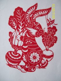 剪纸 十二生肖 之兔 纯手工制作 剪纸本身尺寸29x22CM 未装框 透明塑料纸袋包装 全新 无变色 送外国人特色礼品 民间艺术品 中国特色文化礼品