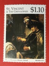 圣文森特和格林纳丁斯1995 纽约大都会博物馆建馆125周年馆藏伦勃朗画作~彼拉多洗手 1全