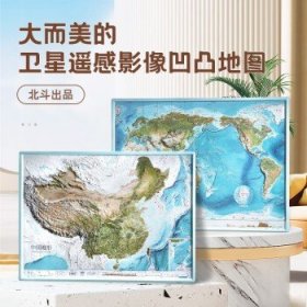 新版  3d立体凹凸地图挂图 约58*43cm卫星地图 中国+世界