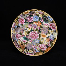 清雍正御制珐琅彩万花纹盘，3.5×14.5