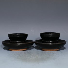 建窑托杯，高7.5cm直径14.5cm