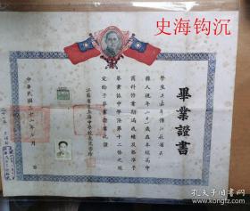 民国32年江苏省立上海中学毕业证书