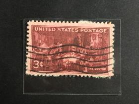 美国邮票3c 美国医师协会百年纪念 世界名画《医生》信销票