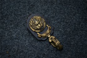 回流旧藏文房雅玩老铜器失蜡法一体铸造十二生肖（龙首）皮带扣带手缝小牛皮