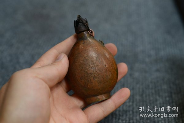 《珍品》老古玩古董收藏艺术品回流旧藏文房雅玩老铜器手工高浮雕童子闹春鼻烟壶