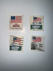 美国信销邮票 星条旗 4张合售