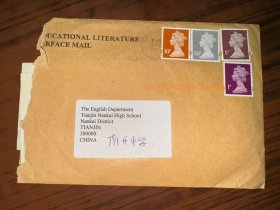 外国实寄封 贴有四张英女王邮票