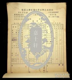 1944年復旦大学附属中学校学生成绩表（上海市-陸隆弟）（江苏无锡-丁仲镛）（浙江平湖-王之煌）等等近200人