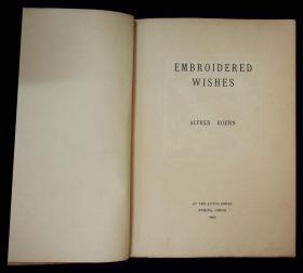 民国出版；关于剪纸方面的书，文字是英文《EMBROIDERED WISHES》有剪纸43张少一张，全44张