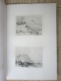 1877年蚀刻版画，35*25厘米，《两张草图》。威廉·透纳（william Turner,1775-1851）作品，蚀刻师 阿尔弗雷德·布鲁内·德拜内斯（A. Brunet-Debaines 1845-1939)