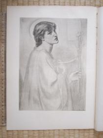 1883年照相版版画，35*25厘米，《圣百合》。但丁·加百利·罗塞蒂﹝Dante Gabriel Rossetti 1828─1882 ﹞作品