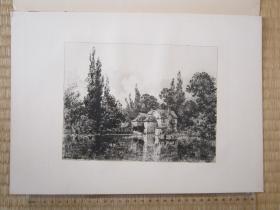 1885年原创蚀刻版画，35*25厘米，《伊夫利·米尔》。阿尔弗雷德·布鲁内·德拜内斯（A. Brunet-Debaines 1845-1939)作品