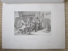 1879年蚀刻版画，35*25厘米，《小酒馆》。阿德里安·范·奥斯塔德(Adriaan van Ostade 1610-1685) 作品，蚀刻师 L.Michalek
