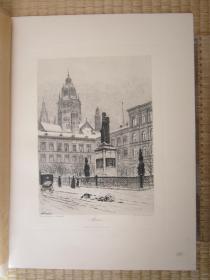 1898年原创蚀刻版画，39*29厘米，《美因茨》。曼弗雷德·柏杨纳德(Mannfeld·Bernhard 1848-1925)作品