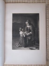 1877年蚀刻版画，35*25厘米，《老妇人与小女孩》。乔治·保罗·查默斯(George Paul Chalmers 1833 - 1878) 作品，蚀刻师 P.Rajon