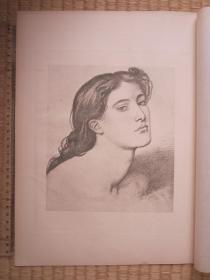 1883年照相凹版版画，35*25厘米，《女性头像习作》。但丁·加百利·罗塞蒂﹝Dante Gabriel Rossetti 1828─1882 ﹞作品。
