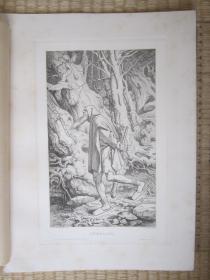1879年蚀刻版画，35*25厘米，《山神》。莫里茨·冯·施温德（Moritz von Schwind 1804-1871）作品，蚀刻师 W.Hecht