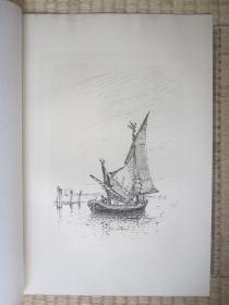 1882年照相凹版版画，35*25厘米，《威尼斯渔船》。克拉拉·蒙塔尔巴小姐（Miss Clara Montalba 1842-1929）作品， Dujardin 复制