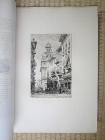 1877年蚀刻版画，35*25厘米，《在维罗纳的街道上》。威廉·怀尔德 (William Wyld 1806-1889) 作品，蚀刻师 阿尔弗雷德·布鲁内·德拜内斯（A. Brunet-Debaines 1845-1939)