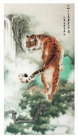 中国画《上山虎》66X126公分~金陵画虎兴旺发达~（包邮）