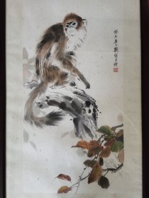 近代画猴名家，刘继卣，写意金丝猴图