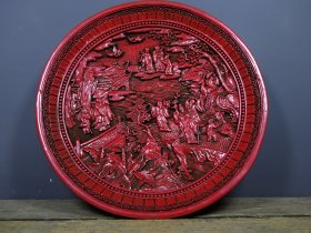 旧藏漆器剔红雕刻盘子赏盘八仙图

尺寸：长36.5cm宽36.5cm高7cm
重量：2120g