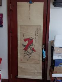 潘明生-钟馗神威图 精品作品1张（原装旧精裱绫裱，立轴。画心尺寸87*46cm）作品终生保真【货号：W17】详见书影，实物拍照