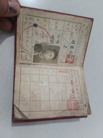 1955年济南十一中学生证（赵国梔）【货号：T2-151-40】自然旧，正版。详见书影，实物拍照