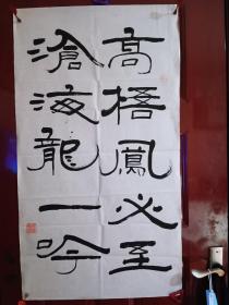 田宝文-高梧凤必至 沧海龙一吟   精品书法1张（宣纸，软片，画心尺寸：100*55cm）作品终身保真【货号：西4-331】详见书影，实物拍照