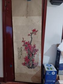 张志泉-暗香浮动  精品梅花1张（原装旧精裱绫裱。立轴，画心尺寸99*50cm）作品终生保真【货号：W36】详见书影，实物拍照