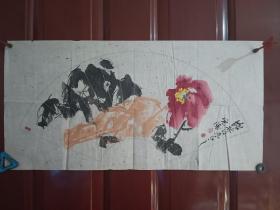 宪涛-精品国画扇面1张（宣纸，软片，画心尺寸：64*32cm）作品终身保真【货号：西4-368】详见书影，实物拍照