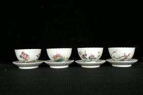 清雍正珐琅彩四季花卉纹瓜棱茶盏 高6厘米 直径10.2厘米