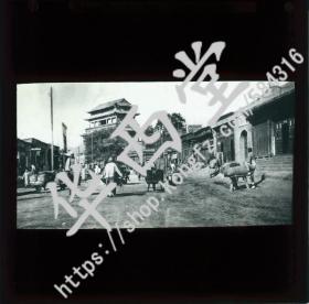 清末民初时期 玻璃幻灯片 中国北京德胜门 1900年